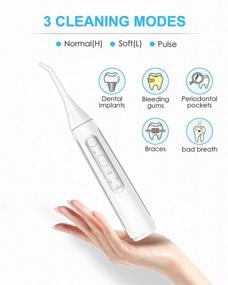img 2 attached to 🦷 2-in-1 Cordless Water Flosser and Electric Toothbrush Combo - Rechargeable Oral Irrigator with Toothbrush, IPX7 Waterproof Teeth Cleaner, 3 Modes, 2 Nozzles, 1 Brush Head