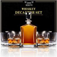 whiskey decanter set for men: 4 glass gift, ideal for dad, husband, boyfriend, christmas, anniversary, housewarming, birthday, bourbon, scotch - perfect present for him, women, groomsmen, liquor lovers logo