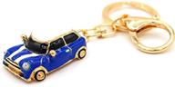mini style car keychain gift rhinestone detail cooper novelty (blue (gold trim)) logo