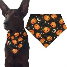 img 4 attached to 🎃 Spook up your Pet's Style with KZHAREEN Halloween Dog Bandana Triangle Bibs Scarf Accessories Pumpkin