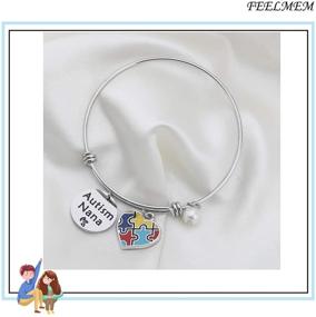 img 1 attached to 🧩 FEELMEM Autism Nana Gift: Expandable Wire Bangle for Autism Grandma/Nana – Raise Autism Awareness with Unique Jewelry