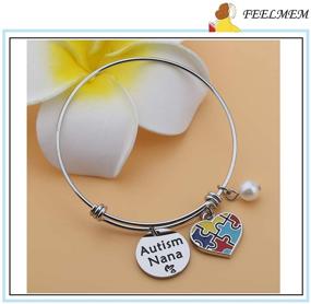 img 2 attached to 🧩 FEELMEM Autism Nana Gift: Expandable Wire Bangle for Autism Grandma/Nana – Raise Autism Awareness with Unique Jewelry