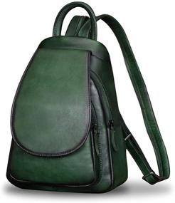 img 3 attached to Women's Vintage Handmade Leather Backpack: Casual Small Rucksack Satchel