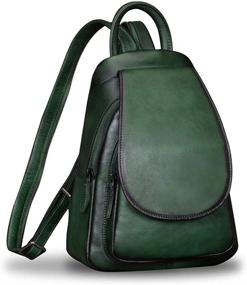 img 4 attached to Women's Vintage Handmade Leather Backpack: Casual Small Rucksack Satchel