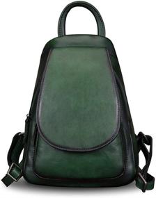img 2 attached to Women's Vintage Handmade Leather Backpack: Casual Small Rucksack Satchel