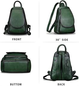img 1 attached to Women's Vintage Handmade Leather Backpack: Casual Small Rucksack Satchel