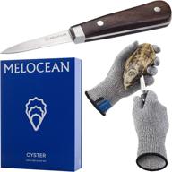 🔪 premium oyster shucking knife and gloves set - professional oyster opener tool with protective shucking glove - complete oyster shucker clam knife kit in elegant box - bonus ebook and brochure included logo