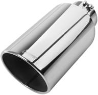 🚗 upower diesel exhaust tip - 5" inlet, 8" outlet, 18" length - stainless steel bolt-on tailpipe for universal car and trucks logo