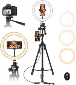 img 4 attached to 📸 Vokiito 10” Ring Light: USB LED Selfie Ring Light with 3 Light Modes, 10 Brightness Settings, 54-inch Tripod, and Phone Holder - Ideal for Live Streaming, Makeup, YouTube Blogging, Video Shooting