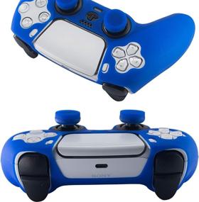 img 1 attached to 🎮 BRHE PS5 Controller Skin Grip Cover Anti-Slip Silicone Protective Case with Cute Kawaii Design - Full Coverage, Blue