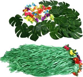 img 2 attached to 🌺 Hawaiian Grass Table Skirt | Luau Moana Party Supplies | Hula Tiki Decorations: Tropical Balloon & Leaf Set for Tropical Theme Birthday Party