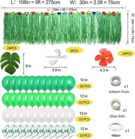 img 3 attached to 🌺 Hawaiian Grass Table Skirt | Luau Moana Party Supplies | Hula Tiki Decorations: Tropical Balloon & Leaf Set for Tropical Theme Birthday Party