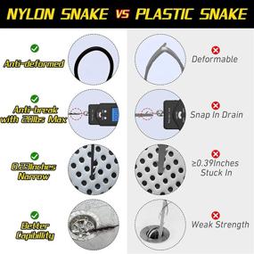 img 1 attached to 🚰 Upgraded 30 Inch Sink Snake Drain Clog Remover - Extra Long Anti-Break Nylon Plumbing Snake with Hair Catcher for Effective Bathroom Shower Drain, Bathtub Hair Clogs, and Kitchen Sink Drain Cleaning - Pack of 5