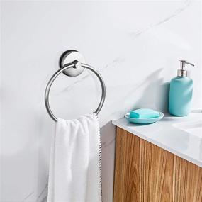 img 2 attached to Suction Cup Towel Ring - Non-Drill Bathroom Shower & Kitchen Sink Hand Towel Holder, Stainless Steel Brushed Finish