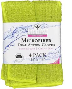 img 4 attached to 🧽 Nouvelle Legende Microfiber Dish Cloths with Poly Scour Side – Kitchen Cleaning Rags for Washing Dishes – Scrubbing Mesh, 315 GSM, 14 x 14 Inches, Green 4-Pack
