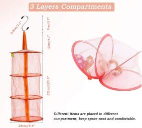 img 1 attached to 🌟 Space-Saving 4-Pack Mesh Organizer Baskets with 4 ‘S’ Hooks - Foldable Storage Bag for Kids' Toys, 3-Tier Drying Net for Bra, Socks & Underwear - Anti-Awkward Design (2 Color Options)