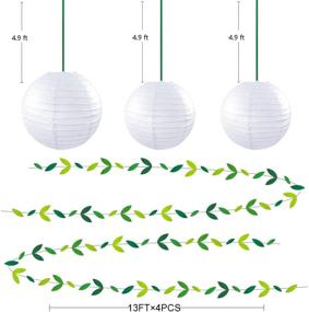img 2 attached to 🎉 Vibrant Yellow Green Party Decoration Kit: Hanging Paper Fans, Lanterns, Flowers, Pom Poms and 3D Butterfly Green Leaves Garland - Ideal for Birthday, Wedding, Engagement, Baby Shower & More!