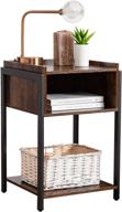 farmhouse nightstand – uhstorage side table with open drawer and shelf for living room and bedroom, industrial design, steel frame, rustic brown and black finish logo