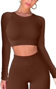 img 1 attached to 🏋️ QINSEN Ribbed Long Sleeve Crop Top and Tummy Control Leggings Set for Women - Seamless Workout Outfits (2 Piece)