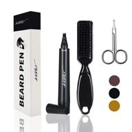 🧔 ultimate beard pencil filler for men - sweat proof water resistance, long lasting & natural finish barber pencil: enhance facial hair, shape mustache, with bonus beard scissors & brush (black) logo