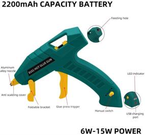 img 3 attached to 🔌 CRULO Hot Melt Glue Gun Kit - USB Rechargeable, 6W-15W Power, 2200mAh Battery, 20PCS Glue Sticks - Ideal for DIY Arts, Crafts, Repairs