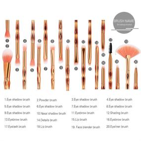 img 2 attached to 🦄 10Mon 20-Piece Rose Gold Unicorn Makeup Brush Set – Professional Brushes for Face, Eye Shadow, Eyeliner, Foundation, Blush, Lip, Powder, Liquid, Cream – Cosmetic Brushes in Rose Gold (20-Piece Set)