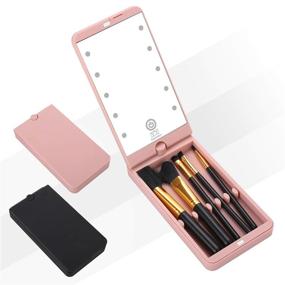 img 4 attached to 💄 Supremacy - LED Lighted Makeup Cosmetic Mirror: Perfect Portable Black Mirror with 10 Dimmable LED Lights, Touch Switch, Full Set of Brushes, and Travel-friendly Design