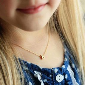 img 3 attached to Dainty Tiny Initial Necklace: Personalized 14K Gold Plated Letter Pendant for Women, Girls, and Children