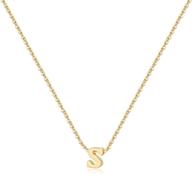dainty tiny initial necklace: personalized 14k gold plated letter pendant for women, girls, and children logo