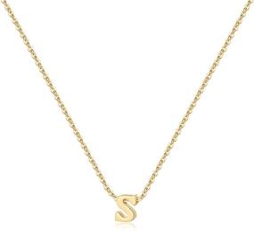 img 4 attached to Dainty Tiny Initial Necklace: Personalized 14K Gold Plated Letter Pendant for Women, Girls, and Children