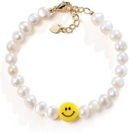 🙂 allencoco unisex happy face emoji smiley bead baroque pearl bracelet - stylish & playful jewelry accessory logo