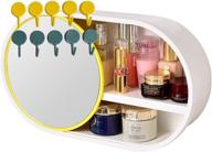 🪞 versatile wall-mounted yellow makeup mirror and storage cabinet: 360-degree rotating, dustproof, waterproof, perfume rack, spice rack - no drilling required logo