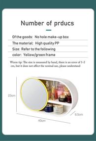 img 2 attached to 🪞 Versatile Wall-mounted Yellow Makeup Mirror and Storage Cabinet: 360-Degree Rotating, Dustproof, Waterproof, Perfume Rack, Spice Rack - No Drilling Required