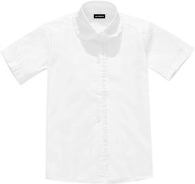 img 4 attached to 👚 AOLIWEN Sleeve Ruffle Shirts Uniform: Stylish Girls' Clothing for Tops, Tees & Blouses