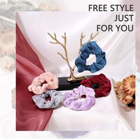 img 1 attached to 🎀 75-Piece Velvet Hair Scrunchies Hair Bands for Women or Girls - Elastic Soft Ponytail Holder Hair Ties for Birthday, Party, Thanksgiving, Christmas