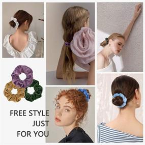 img 3 attached to 🎀 75-Piece Velvet Hair Scrunchies Hair Bands for Women or Girls - Elastic Soft Ponytail Holder Hair Ties for Birthday, Party, Thanksgiving, Christmas