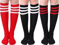 stylish and comfortable: joulli women's knee 🧦 high casual tube socks - set of 3 pairs logo