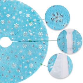 img 3 attached to 🎄 N&T NIETING Luxury Faux Fur Christmas Tree Skirt - 30 Inch Snowflake Mat for Xmas Holiday Decoration in Blue
