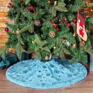 🎄 n&t nieting luxury faux fur christmas tree skirt - 30 inch snowflake mat for xmas holiday decoration in blue logo