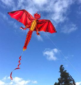 img 1 attached to 🐉 HENGDA KITE - New Ice and Fiery Dragon Kite - Easy to Fly - 52inch x 63inch Single Line with Tail (Fiery): Unleash the Serpent's Roar in the Skies!