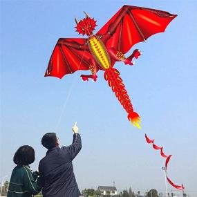 img 2 attached to 🐉 HENGDA KITE - New Ice and Fiery Dragon Kite - Easy to Fly - 52inch x 63inch Single Line with Tail (Fiery): Unleash the Serpent's Roar in the Skies!