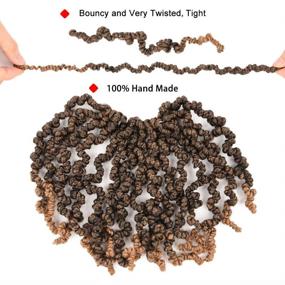 img 2 attached to 🔥 10 Inch Pre-twisted Spring Twist Hair 4 Packs | Passion Twist Crochet Hair for Black Women | Short Curly Spring Twist Braiding Hair | 1B/27 Color