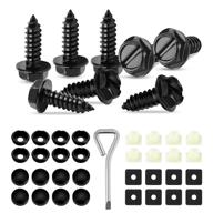 haryeer stainless steel license plate screw fastener kit with black screw covers and anti-rattle foam pads - ideal for securing license plates, frames, and covers logo