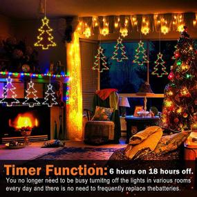 img 2 attached to 🎄 Enhance Your Holiday Décor with Christmas Window Lights 3 Pack - Battery Operated LED Star Light, 8 Modes Timer Fairy Hanging Light - Waterproof Décor for Home Tree Porch Holiday Party Indoor Fireplace Decoration in Red & Green