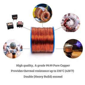 img 3 attached to 🔌 1 lb (460 gr) Emtel 23 AWG Copper Magnet Wire - Enameled Wire for Motor, Transformer, Speaker, Magnetic Coil, Winding - Up to 220°C (428°F) - Double (Heavy) Build Insulation Craft Wire - Spool