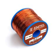 🔌 1 lb (460 gr) emtel 23 awg copper magnet wire - enameled wire for motor, transformer, speaker, magnetic coil, winding - up to 220°c (428°f) - double (heavy) build insulation craft wire - spool логотип