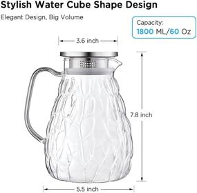 img 3 attached to 🥤 60 oz Glass Water Pitcher with Lid and Spout – Perfect for Fridge, Hot/Cold Water, Coffee, Juice, Lemonade – Great Thanksgiving/Christmas Gift