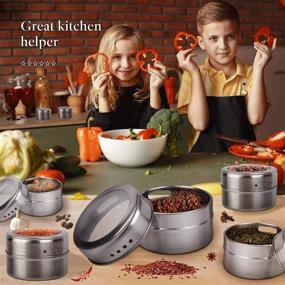 img 3 attached to Versatile Magnetic Spice Tins: Set of 12 Stainless Steel Storage Containers with Clear Lids, Ideal for Refrigerators or Grills.