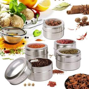 img 2 attached to Versatile Magnetic Spice Tins: Set of 12 Stainless Steel Storage Containers with Clear Lids, Ideal for Refrigerators or Grills.