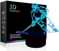 🏒 hockey player 3d lamp night lights: color changing touch table desk lamps for kids - sports fan's perfect birthday or xmas gift! логотип